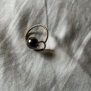 Gold Plated Heart With Pearl Ring